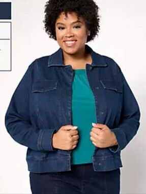 Denim & Co. Signature Indigo Perfect Flex Denim Jacket NWT